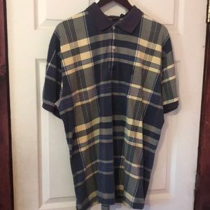 Nautica Multicolor Plaid Jersey Knit Polo Mens Large L